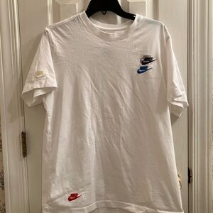Nike Men's White T-Shirt with Multicolor Logos